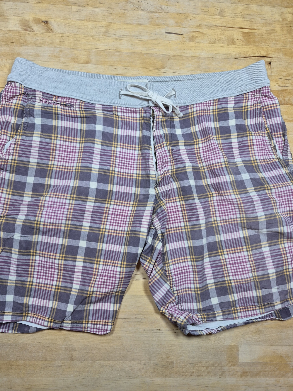 Denim & Supply Ralph Lauren Pink and Gray Plaid Flat Front Shorts